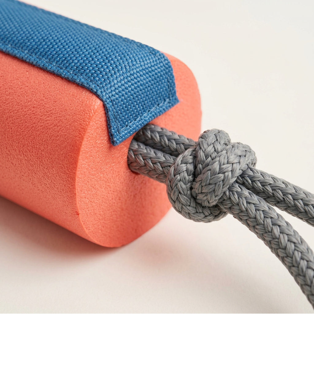 Pimfa Floating Foam Fetch Bumper with Rope Handle Coral Blue 30 cm - Detail view